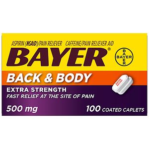 Bayer Extra Strength Coated Caplets, Back & Body image