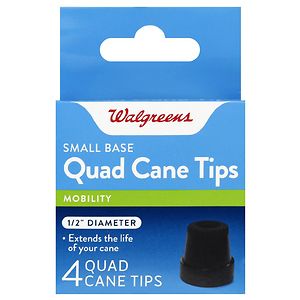 Walgreens Small Base Quad Cane Tips 1/2 inch Diameter Black image