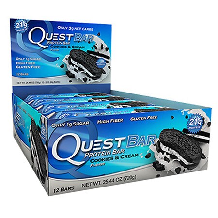 QuestBar Protein Bar Gluten Free - Cookies & Cream - Box Quest Nutrition, LLC 12 (793573238474)