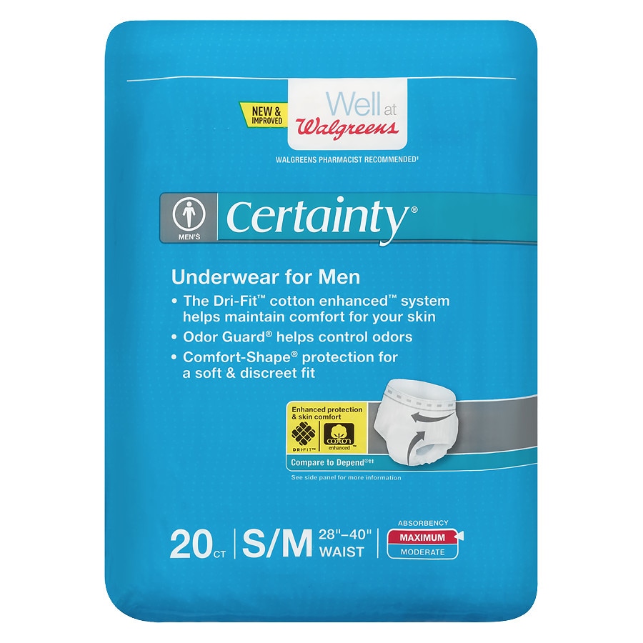 Walgreens Certainty DriFit Underwear for Men, Maximum Absorbency S/M