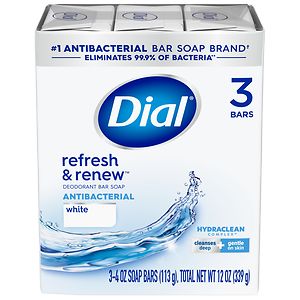 Dial Antibacterial Deodorant Soap 4oz Bars, White