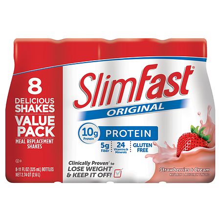 UPC 008346780068 product image for Slim-Fast Ready to Drink Meal Replacement Shake Strawberries & Cream,8 pk | upcitemdb.com