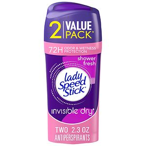 Lady Speed Stick by Mennen Invisible Dry Antiperspirant & Deodorant Stick, Twin Pack, Shower Fresh Lady Speed Stick by Mennen Invisible Dry Antiperspirant & Deodorant Stick, Twin Pack, Shower Fresh