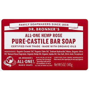  Dr. Bronner's All-One Hemp Pure-Castile Soap Bar Rose 