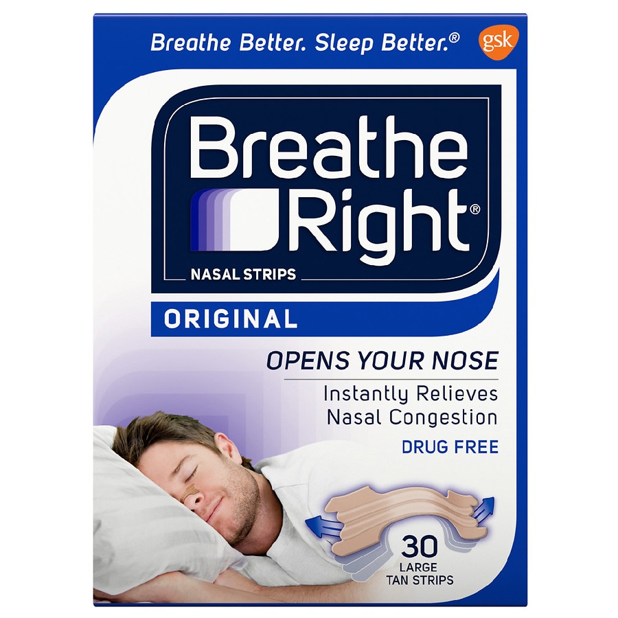 Breathe Right Nasal Strips to Stop Snoring, Drug-Free, Original Tan Large Tan