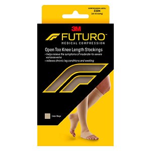 FUTURO Knee-High, Firm Support Medical Hosiery, Open Toe Large Beige