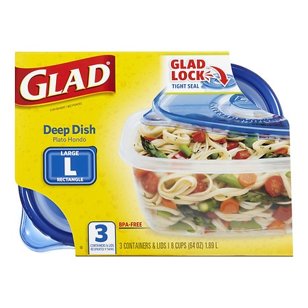 GladWare Containers Deep Dish Large with Lids 64 oz ea