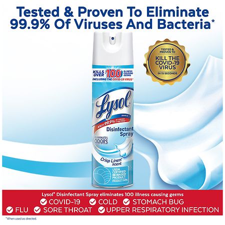 lysol spray disinfectant label walgreens crisp linen