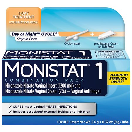 Monistat 1 Day or Night Ovule Insert Plus External Cream Combination Pack Walgreens image