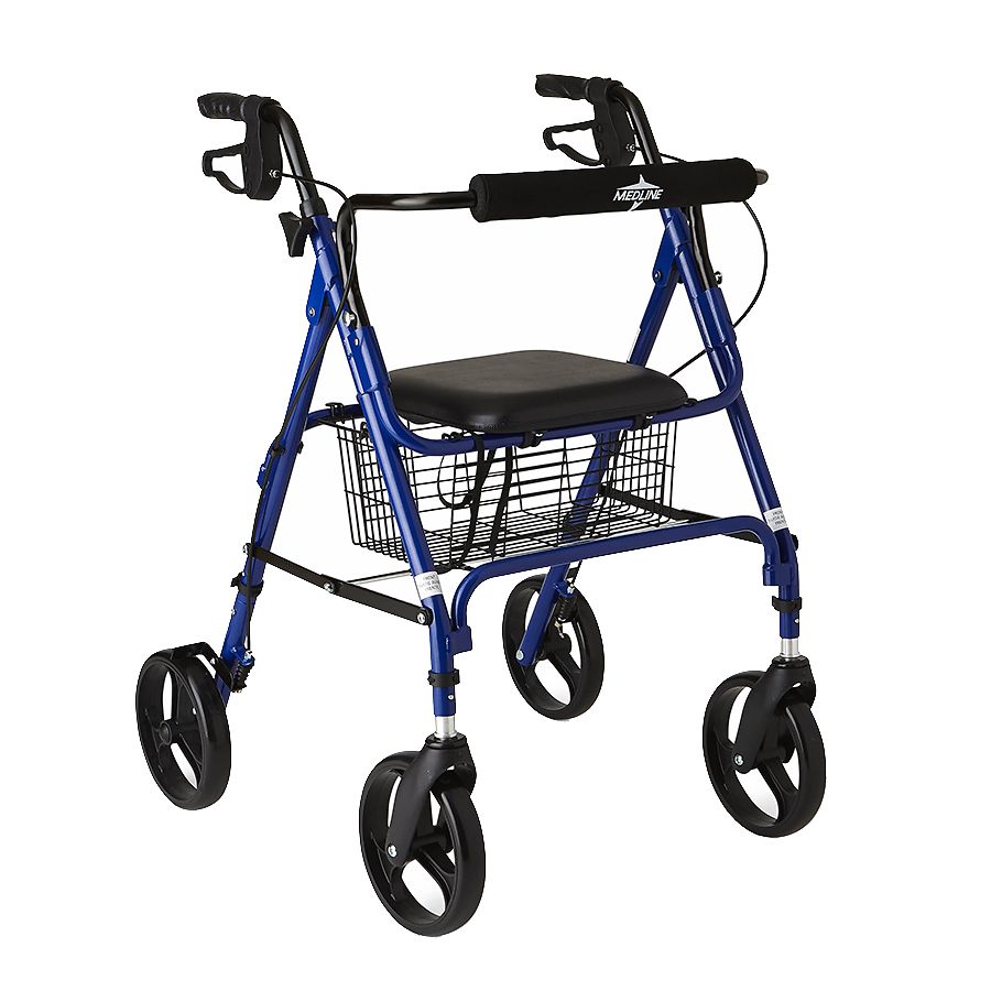 Medline 4 Wheel Rollator Walker Blue Walgreens