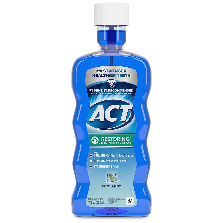 ACT Restoring Anticavity Fluoride Mouthwash Cool Mint | Walgreens