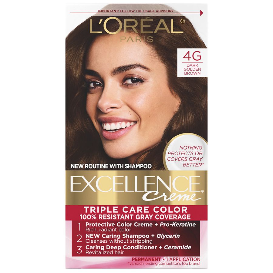 L Oreal Paris Excellence Creme Permanent Hair Color Dark Golden Brown 4g Walgreens