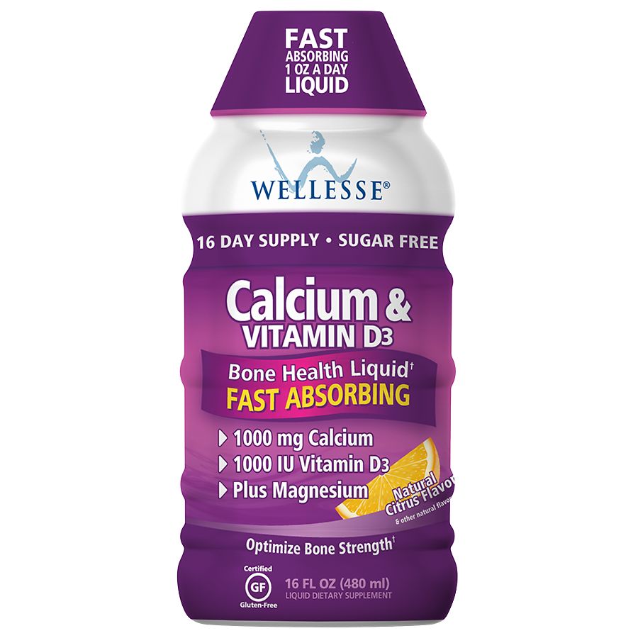 Wellesse Calcium Vitamin D3 Liquid Dietary Supplement Citrus