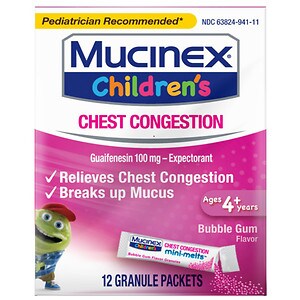 Children's Mucinex Chest Congestion Expectorant, Mini-Melts Bubble Gum