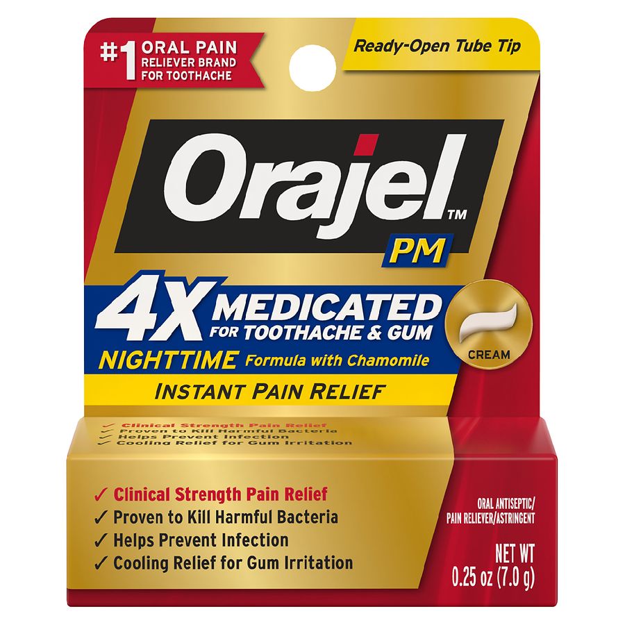 Orajel PM Toothache Pain Relief, Long Lasting Cream Walgreens