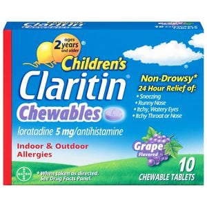 Claritin Children's 24 Hour Allergy Relief Chewable Tablets Grape