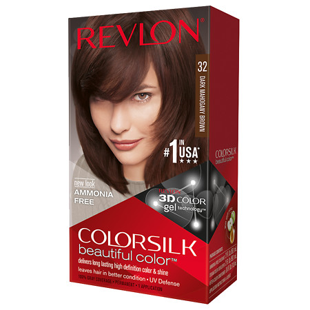 Revlon Colorsilk Beautiful Color, Permanent Hair Dye with Keratin, 100% Gray Coverage, Ammonia Free, 32 Dark Mahogany Brown