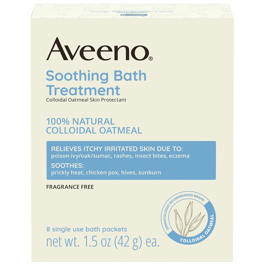 Aveeno Soothing Bath Treatment Colloidal Oatmeal Skin Protectant Single Use Packets