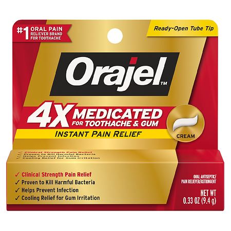 toothache orajel pain relief cream oral gum severe strength reliever walgreens medicated 4x 33oz maximum tube gel oz walmart jel