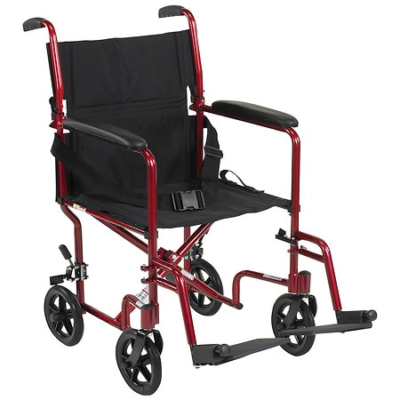 Drive Medical Dash Lightweight Transport Wheelchair 19 Inch Red