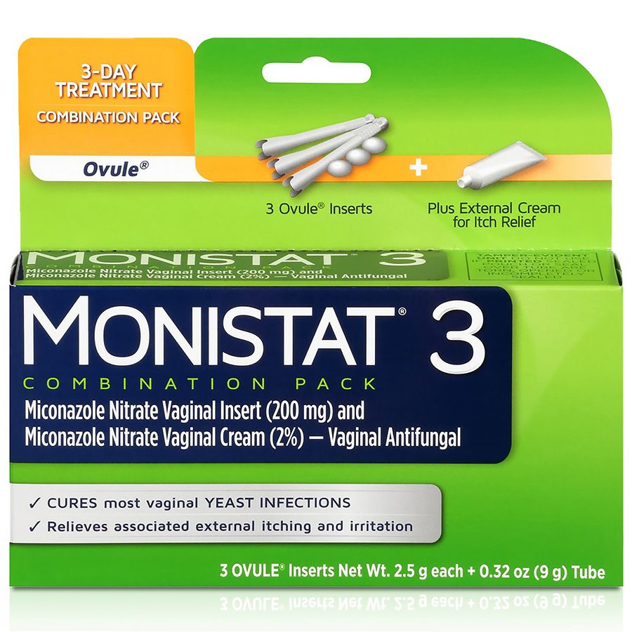 Monistat 3 Dual Action 3 Day Combination Pack Vaginal Antifungal