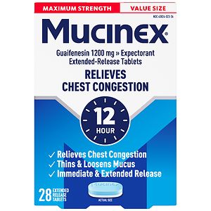 Mucinex Maximum Strength Expectorant, Extended-Release Bi-Layer Tablets, 1200 mg