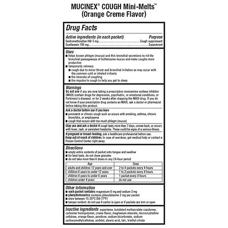 Children S Mucinex Chest Congestion And Cough Mini Melts Orange Creme Walgreens