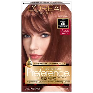 L'Oreal Paris Preference Fade Defying Color & Shine System, Permanent Light Auburn 6R