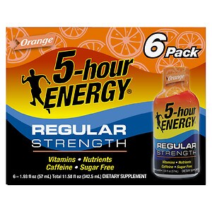 5-Hour Energy Dietary Supplement Shot 6 Pack Orange
