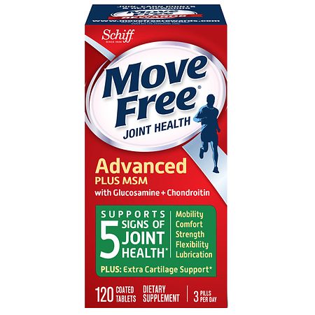  Move Free Advanced Glucosamine Chondroitin MSM + Vitamin D3  Joint Support Supplement, Supports Mobility Comfort Strength Flexibility &  Bone + Immune Health - Tablet, 3x120ct Bottles (120 servings)* : Health &  Household