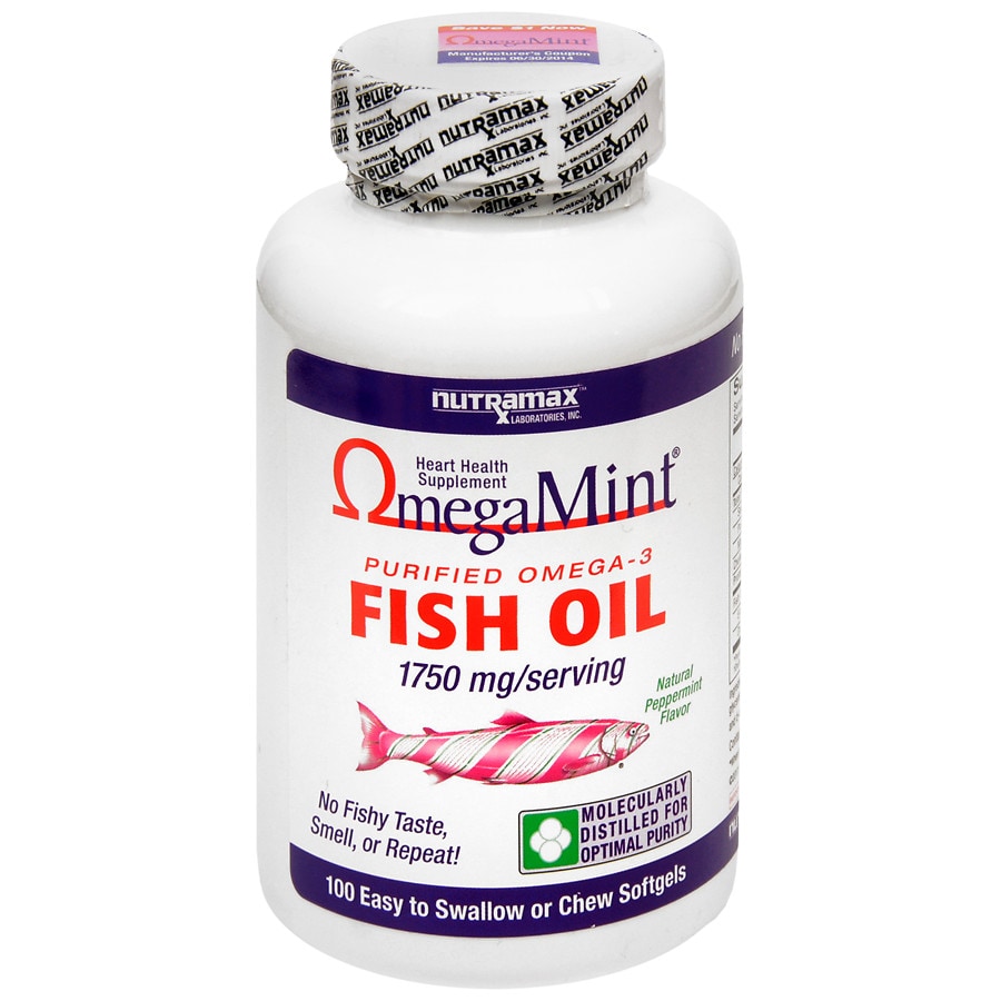  OmegaMint Purified Fish Oil,1500mg Peppermint Flavored Softgels 