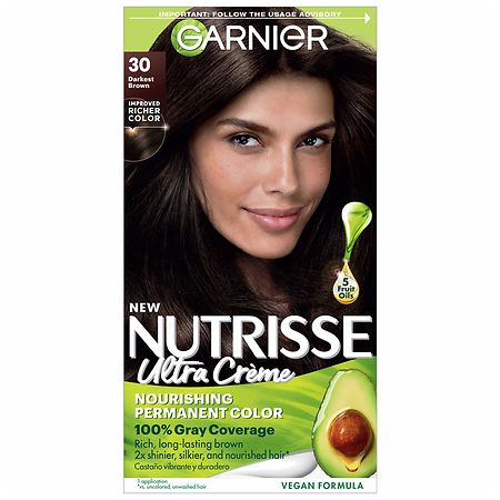 Garnier Nutrisse Nourishing Hair Color Creme, 30 Darkest Brown (Sweet Cola), 1 Kit 1 box damaged