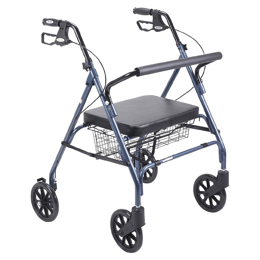 Drive Medical Heavy Duty Bariatric Rollator Walker With Large Padded Seat Blue Walgreens