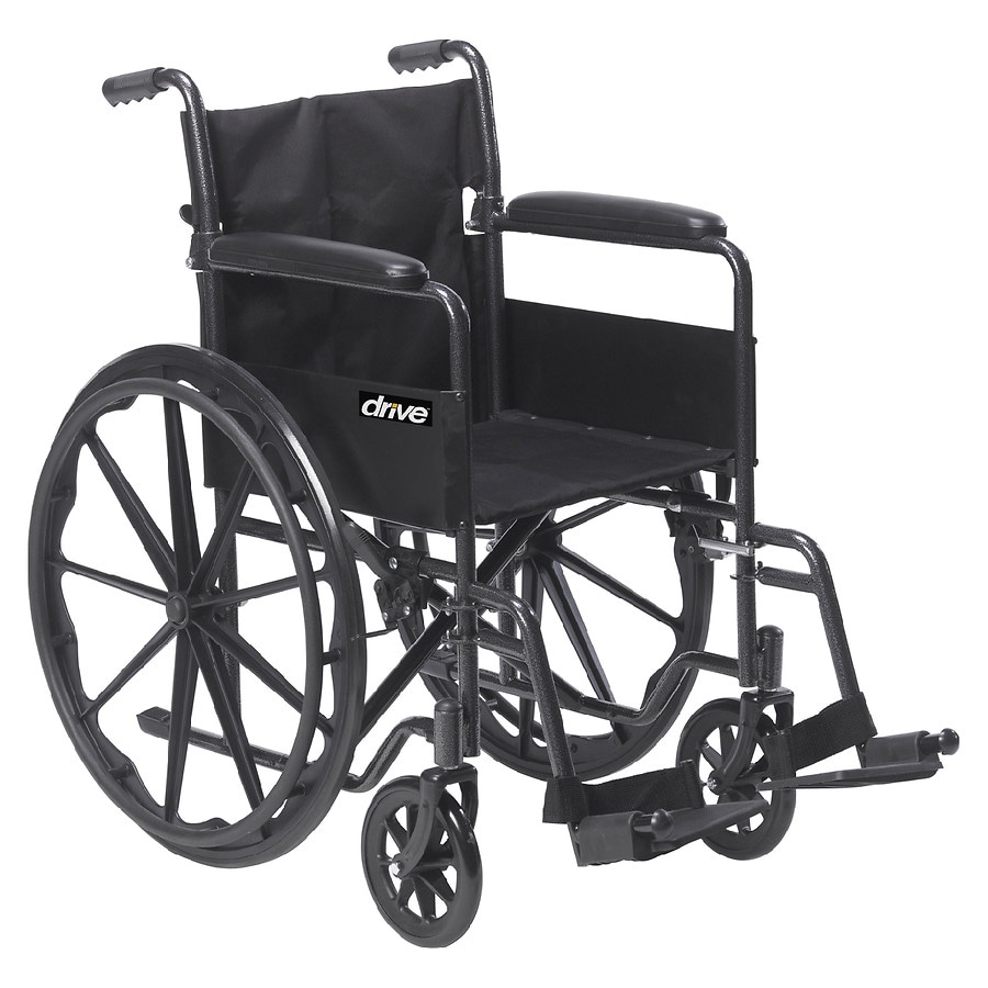 Drive Medical Silver Sport 1 Wheelchair With Full Arms And Swing Away Removable Footrest 18 Inch