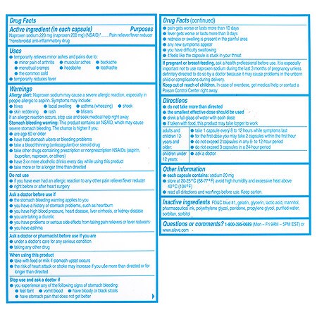 Aleve Pain Reliever Fever Reducer 2 Mg Liquid Gels Walgreens