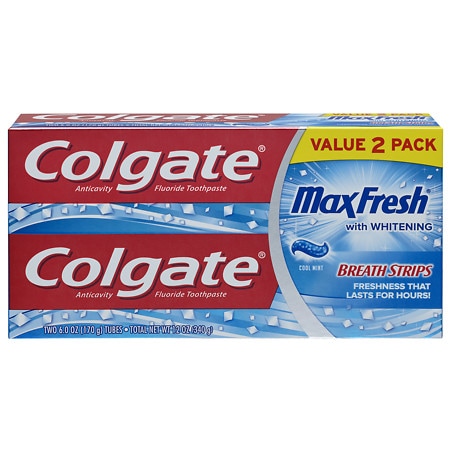 Colgate MaxFresh Whitening Toothpaste with Mini Breath Strips 2 Pack