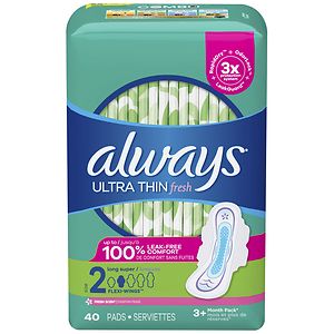 Always Ultra Thin Pads with Wings Fresh,Long/Super