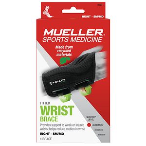 Mueller Green Fitted Right Wrist Brace, Small/Medium