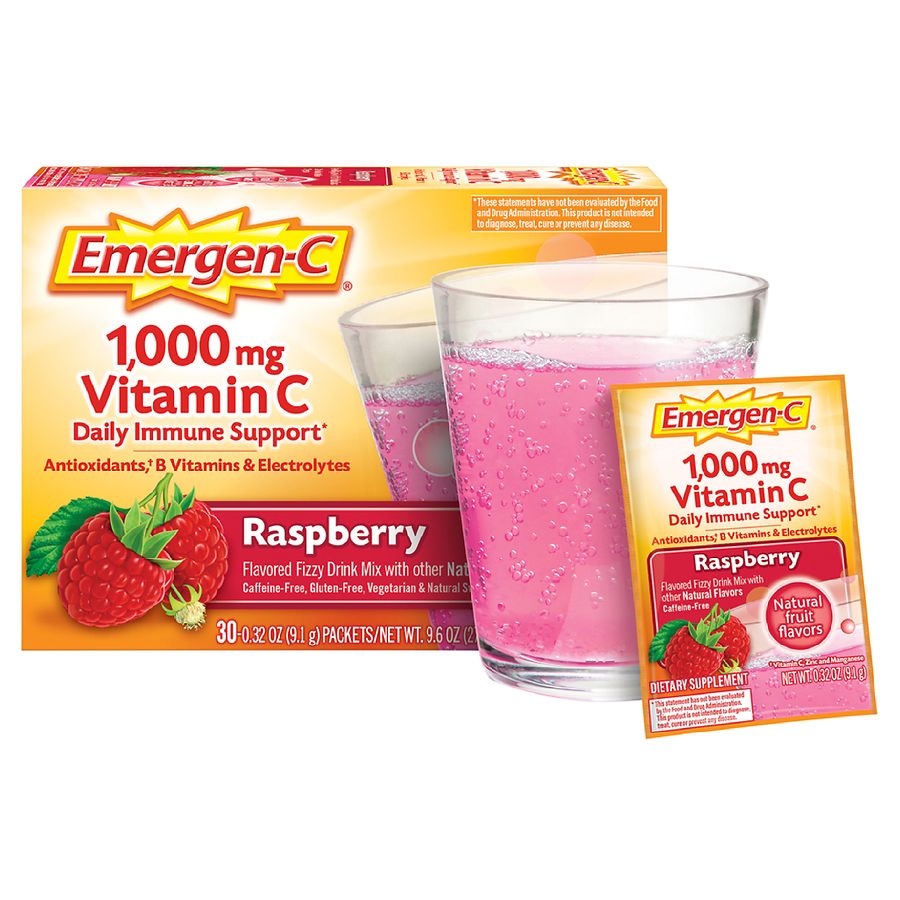 Emergen C Daily Immune Support Drink With 1000 Mg Vitamin C Antioxidants B Vitamins Raspberry Walgreens