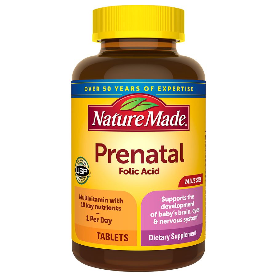 Nature Made Multi Prenatal Vitamin/Mineral Dietary Supplement Tablets ...