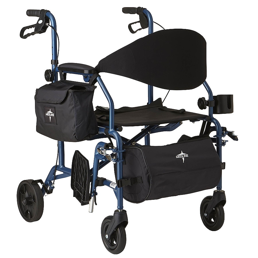  Medline Deluxe Combination Transport Chair and Rollator 