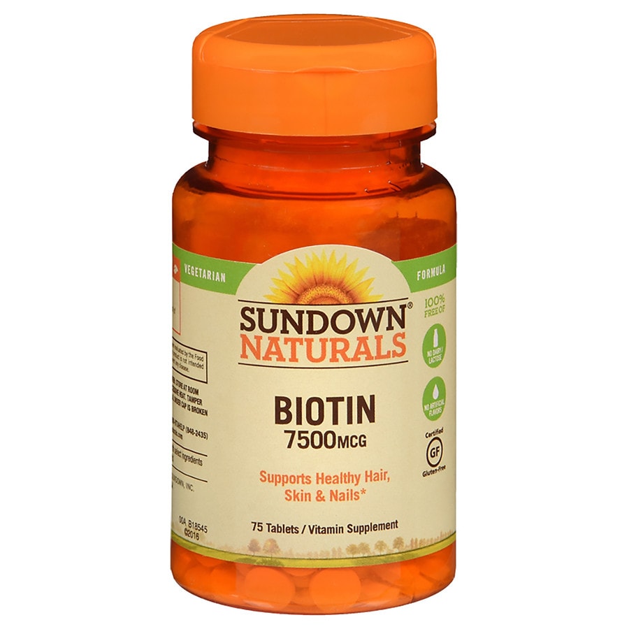  Sundown Naturals Biotin 7500 mcg Dietary Supplement Tablets 