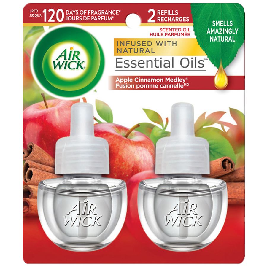 Air Wick Plug In Scented Oil with Essential Oils, Air Freshener Apple Cinnamon Medley