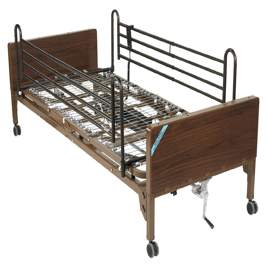 Drive Medical Delta Ultra Light Full Electric Hospital Bed with Full Rails Brown