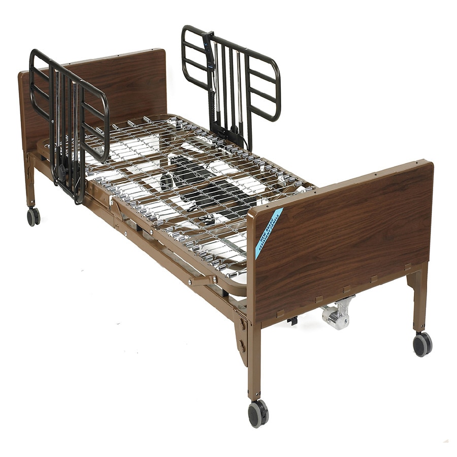 Drive Medical Delta Ultra Light Semi Electric Hospital Bed with Half Rails Brown