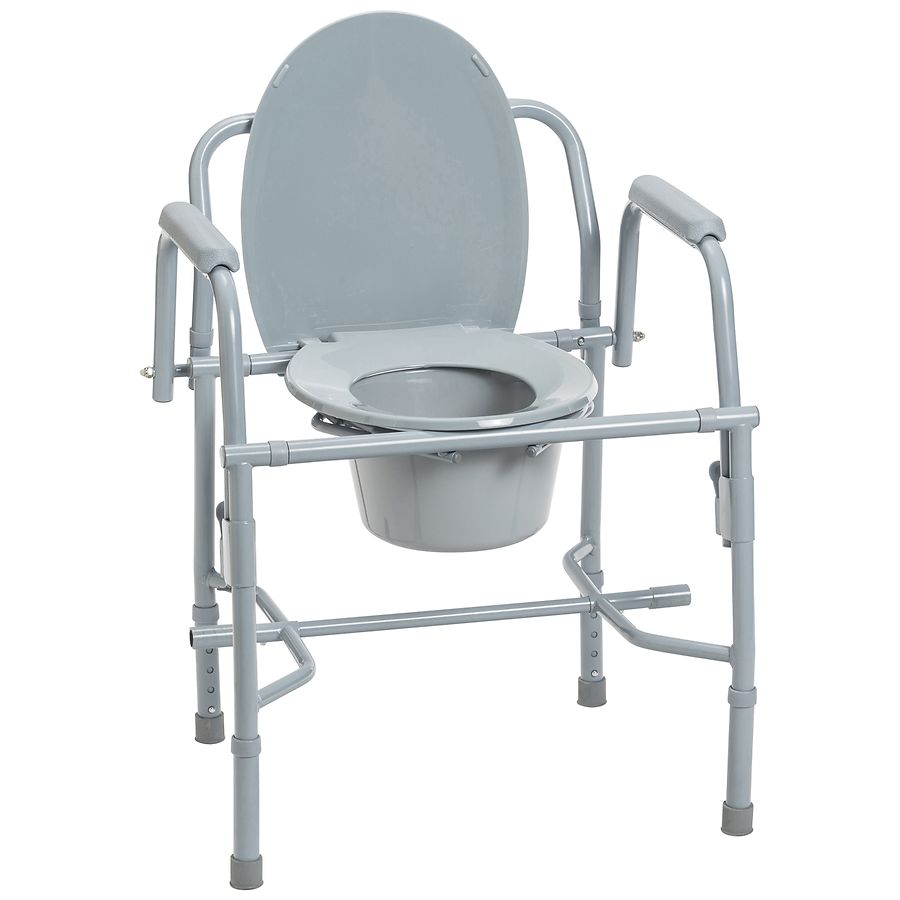 Drive Medical Steel Drop Arm Bedside Commode With Padded Arms