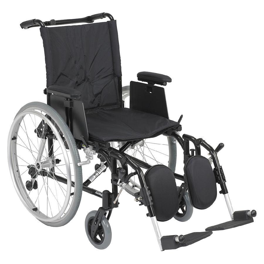  Drive Medical Cougar Ultra Lightweight Rehab Wheelchair, Elevating Leg Rests 18" Seat Black 