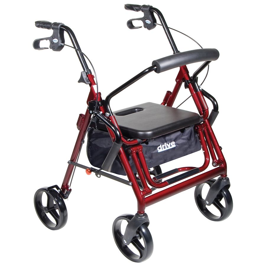 Drive Medical Duet Transport Wheelchair Rollator Walker Burgundy Walgreens