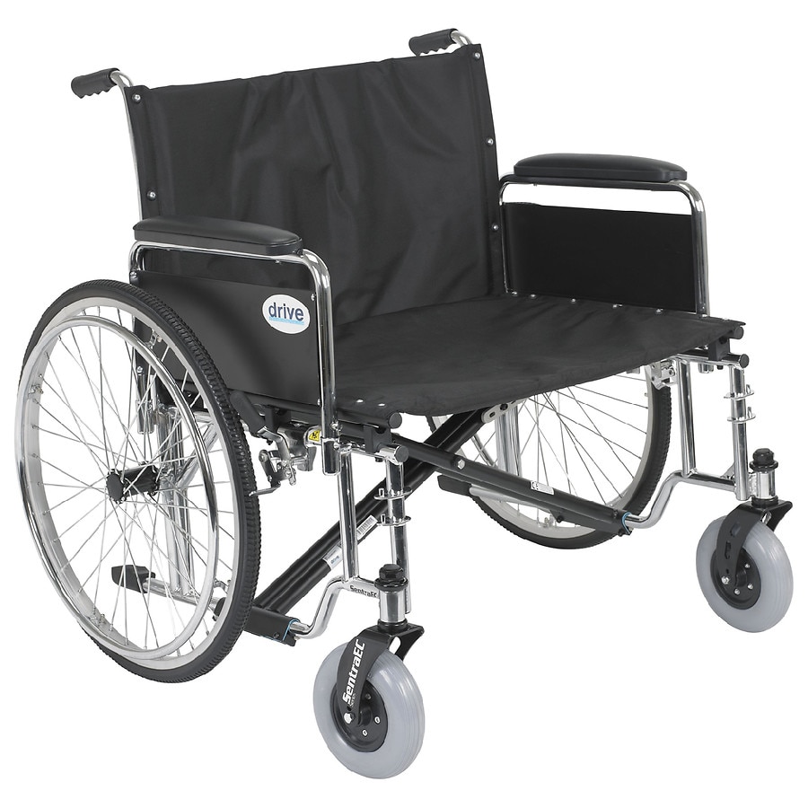 Drive Medical Sentra EC Heavy Duty Extra Wide Wheelchair, Detachable Full Arms 30" Seat Black