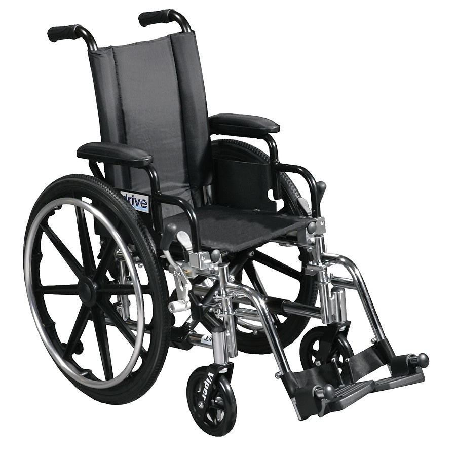  Drive Medical Viper Wheelchair with Flip Back Removable Desk Arms and Swing Away Footrest 12 Inch 